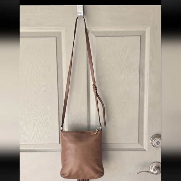 Michael Kors Leather Crossbody Bag Women's Brown Pebble Tassels Logo Small - Picture 9 of 13